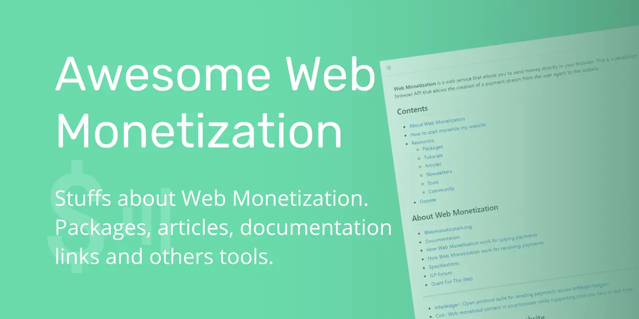 Awesome Web Monetization banner
